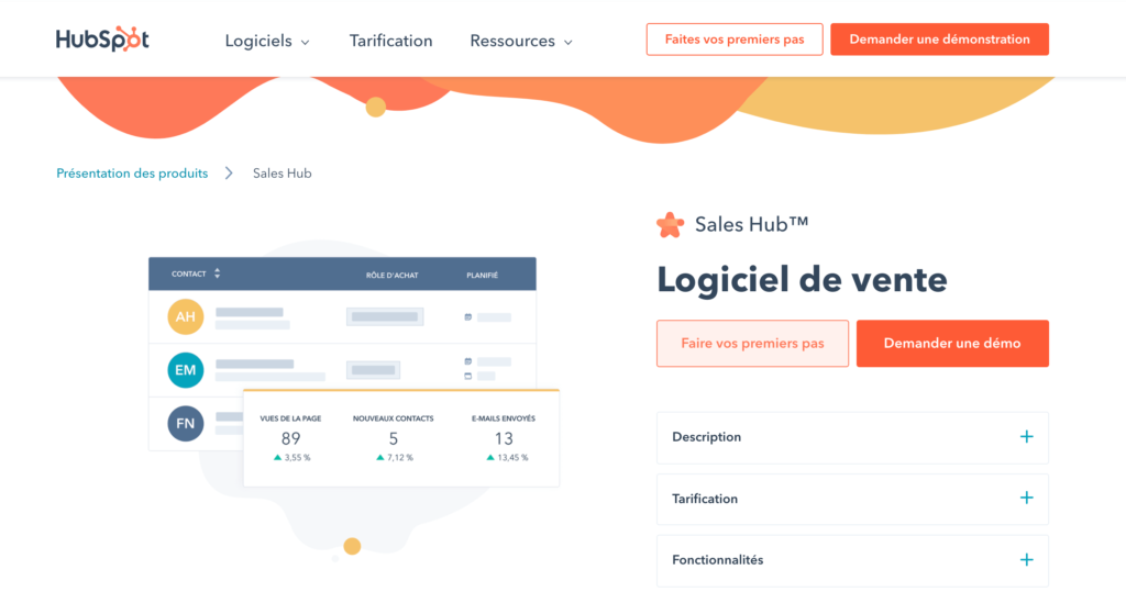 logiciel CRM gratuit - hubspot