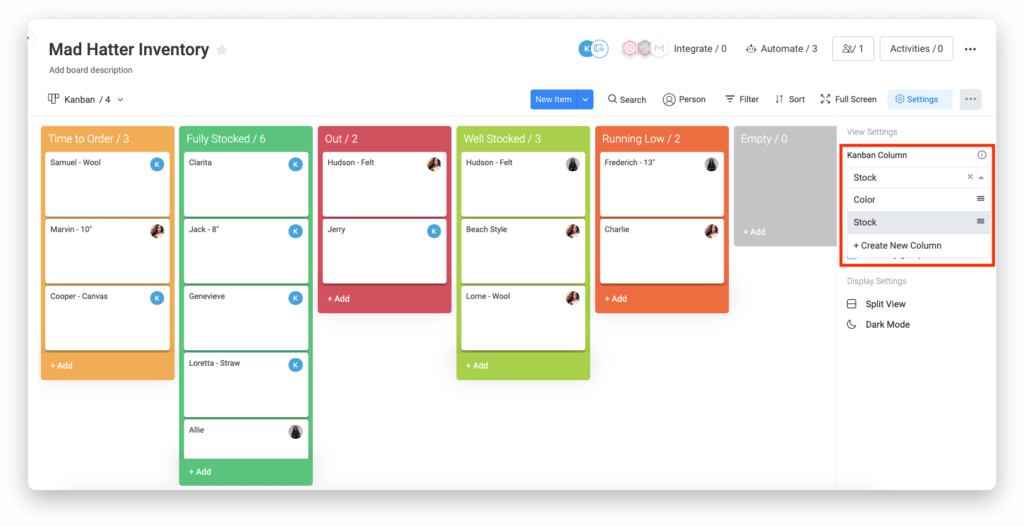 monday.com tableau kanban