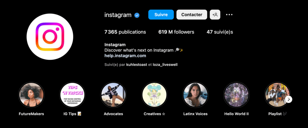Bio instagram d'Instagram