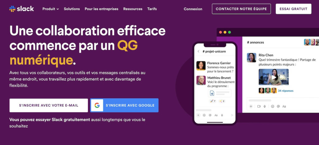 Slack plateforme collaborative