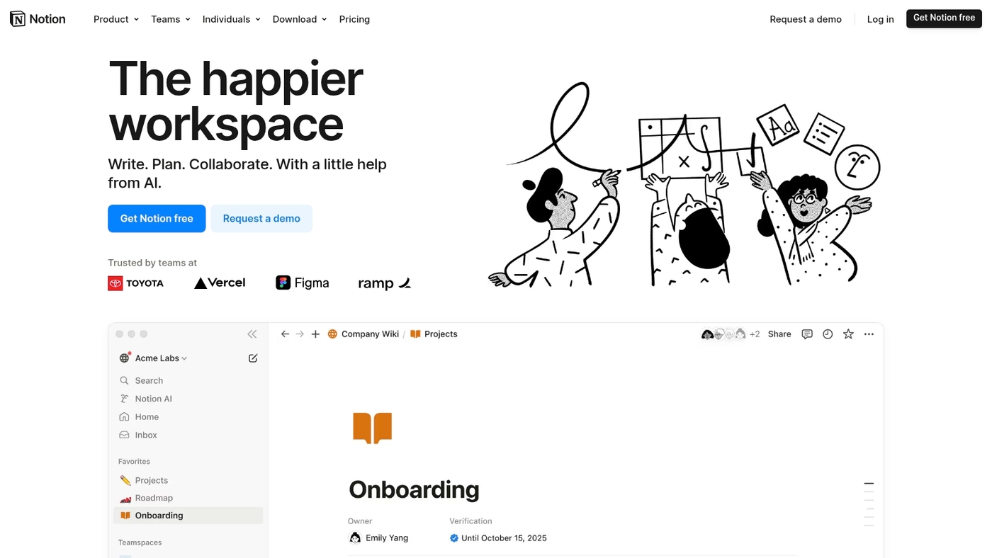 Screenshot of notion.so
