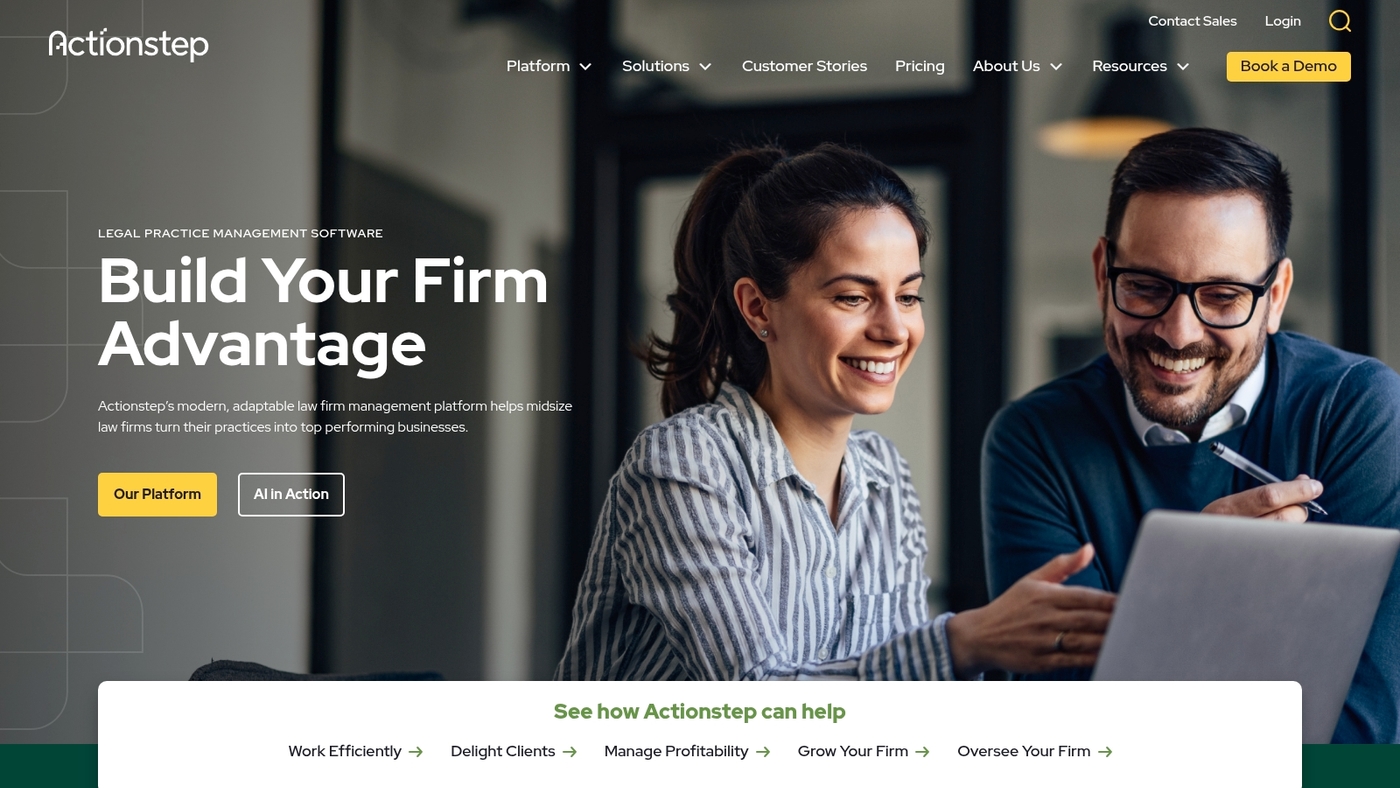 Screenshot of www.actionstep.com