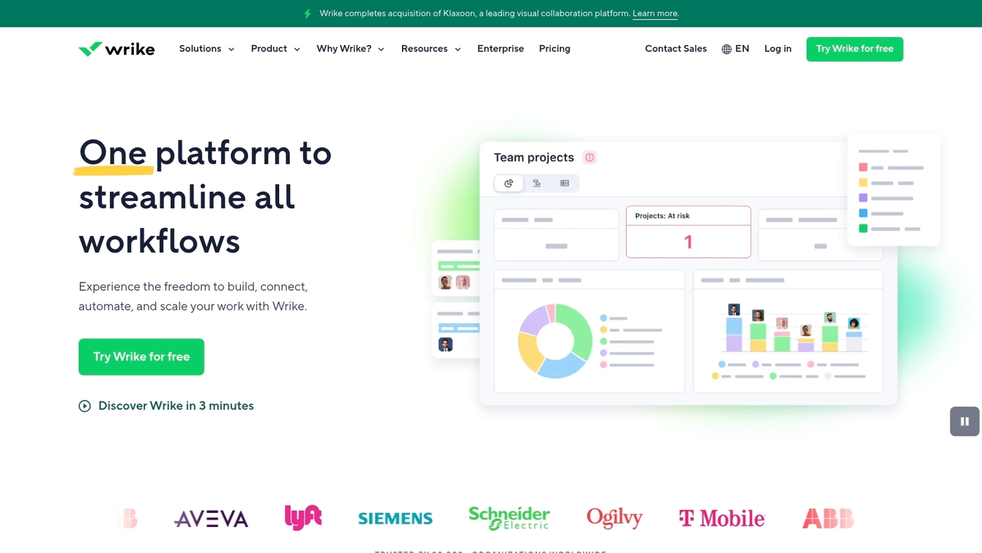 Screenshot of www.wrike.com