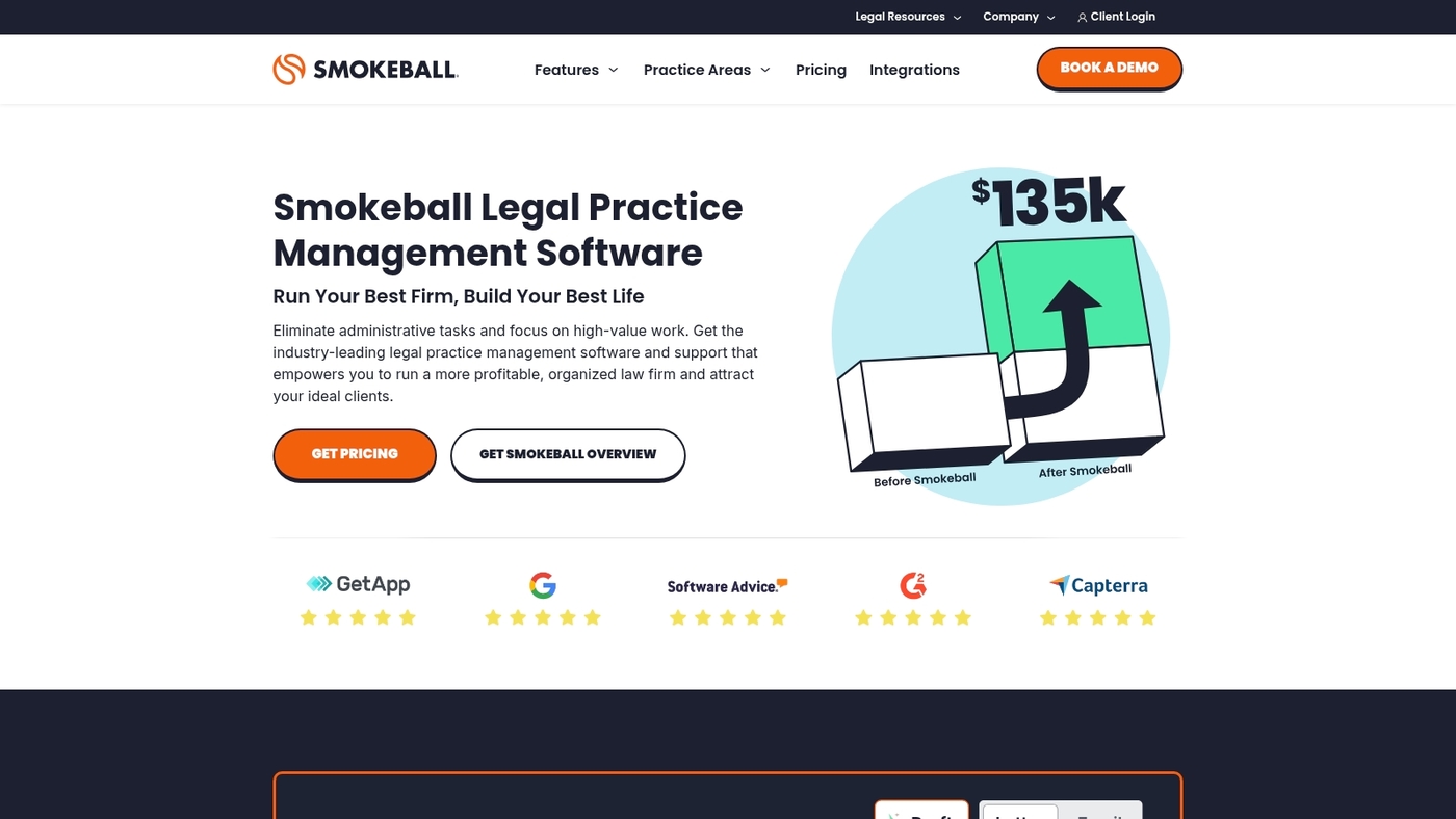 Screenshot of www.smokeball.com