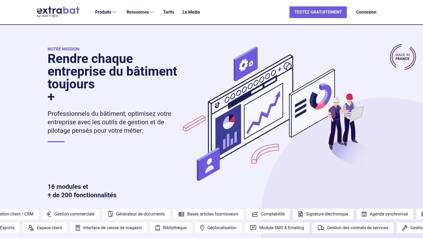 Screenshot of www.extrabat.com