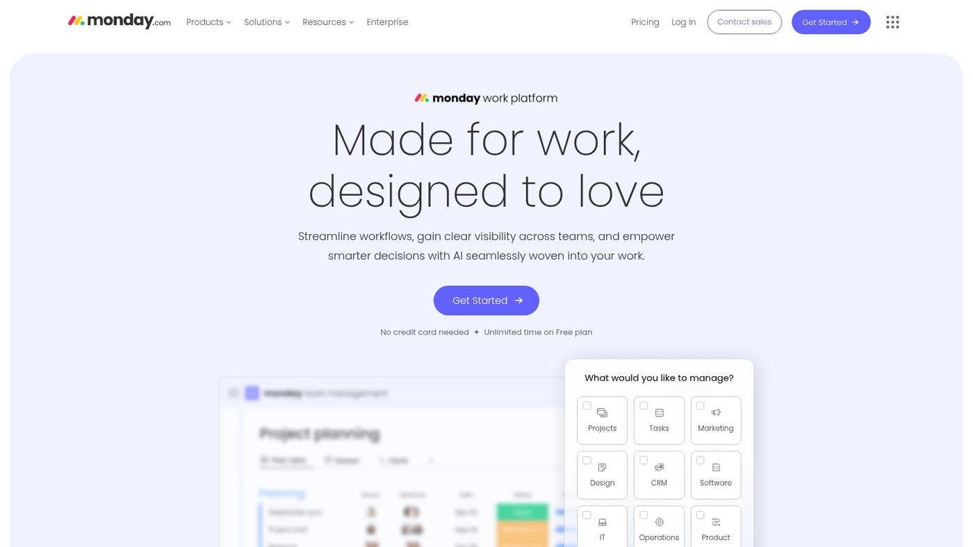 Screenshot of www.monday.com