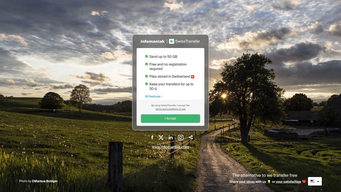 Screenshot of www.swisstransfer.com