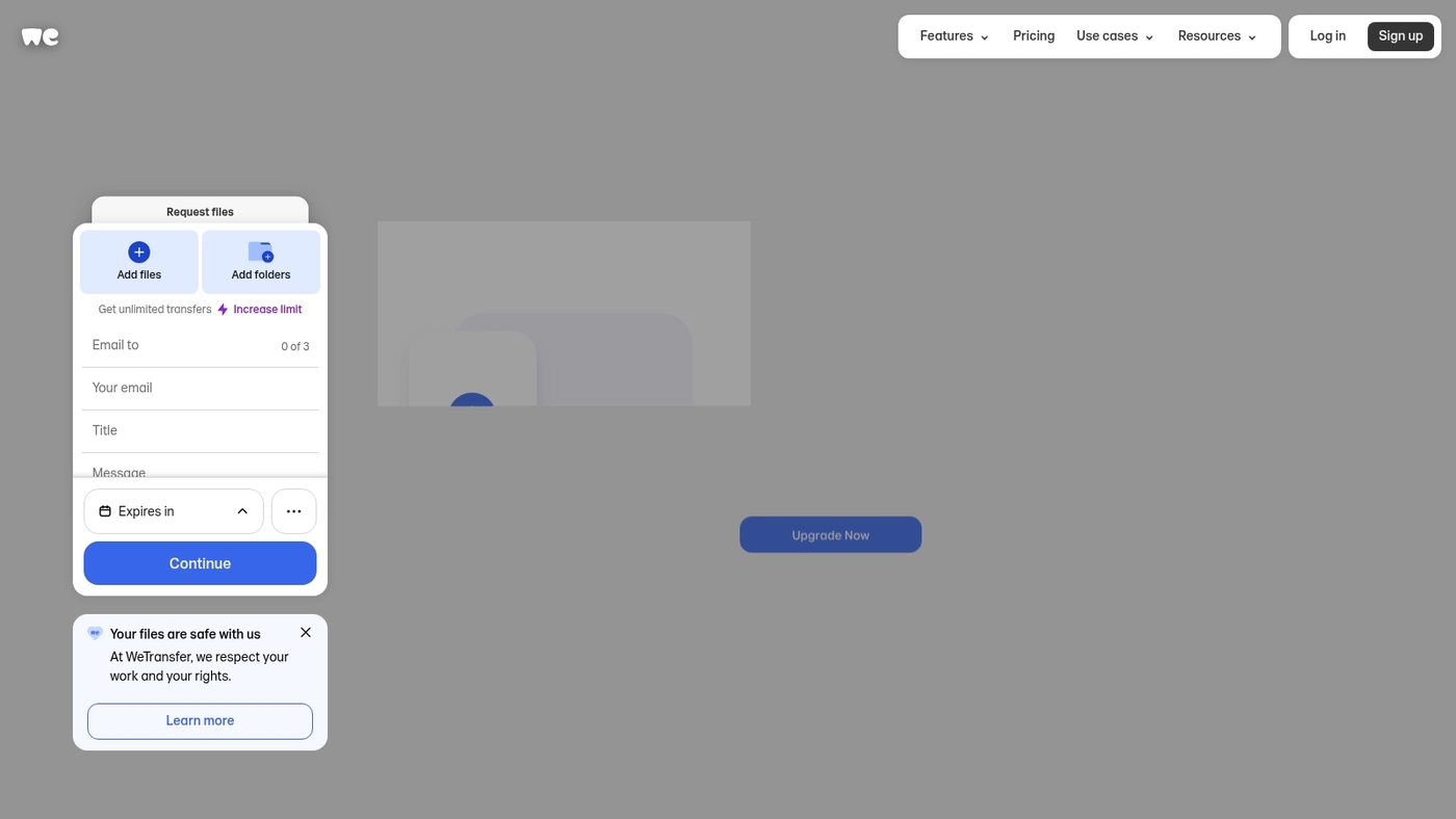 Screenshot of wetransfer.com