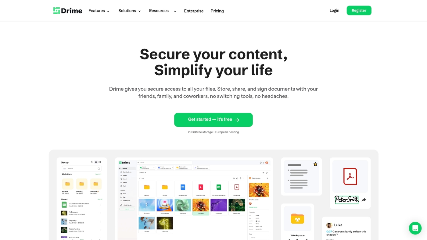 Screenshot of drime.cloud